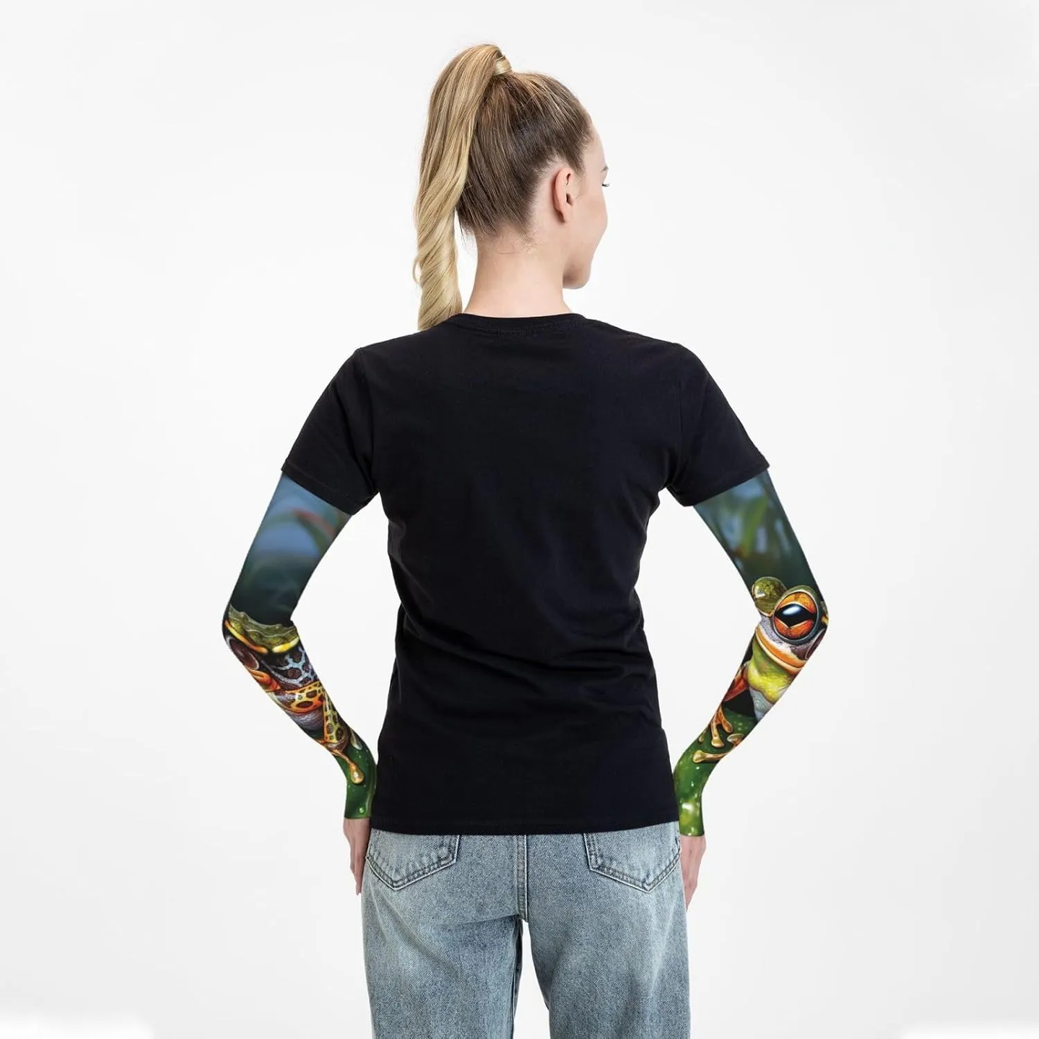 Tropical Forest Frog Arm Sleeves for Men Women Cooling Sleeves Compression Arm Sleeve UV Blocking Protection Sleeve