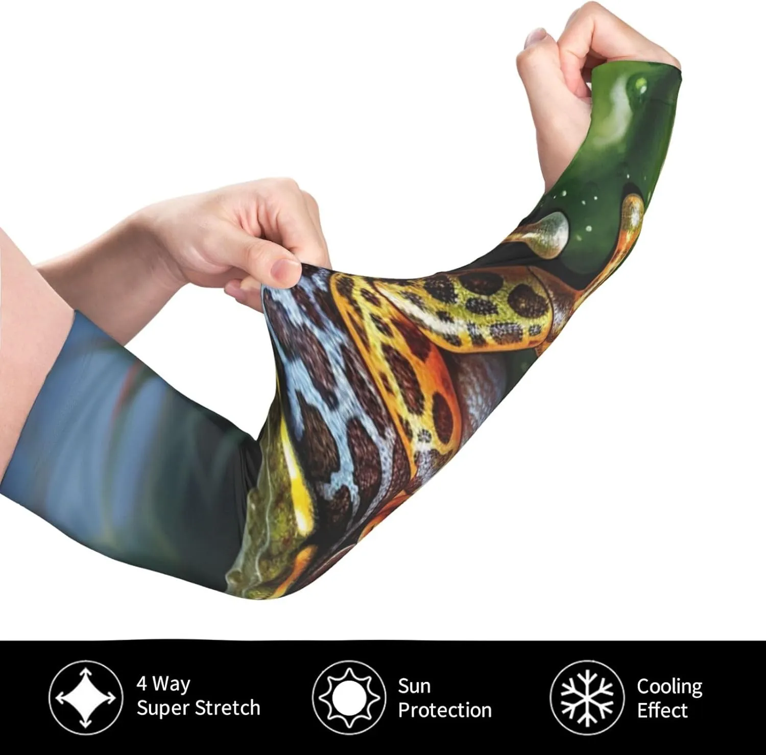 Tropical Forest Frog Arm Sleeves for Men Women Cooling Sleeves Compression Arm Sleeve UV Blocking Protection Sleeve