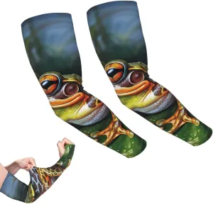 Tropical Forest Frog Arm Sleeves for Men Women Cooling Sleeves Compression Arm Sleeve UV Blocking Protection Sleeve