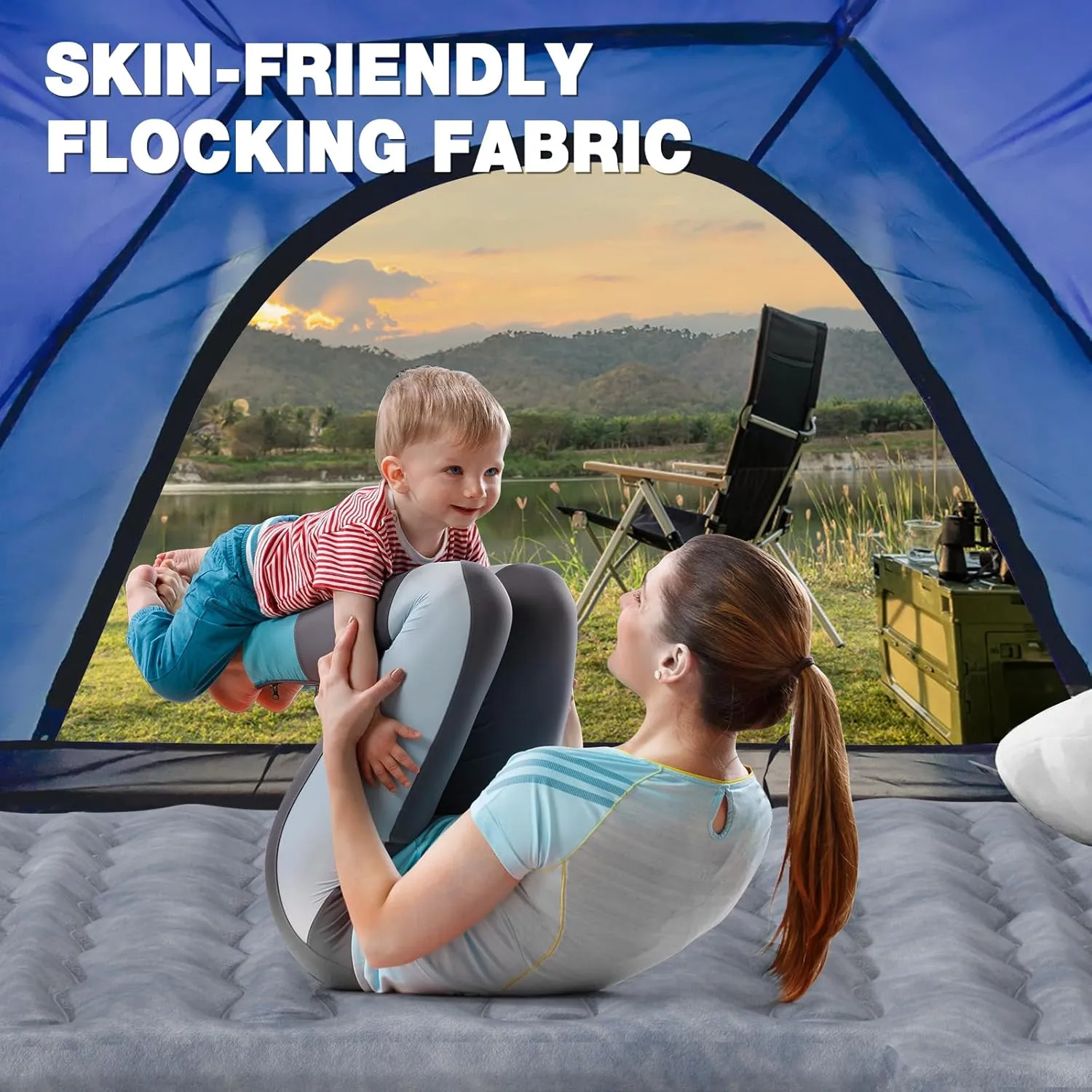 Truck Bed Air Mattress for Full Size 6.5ft Truck Beds, Inflatable Pickup Air Mattress for Chevrolet Silverado, Dodge Ram, Ford, with Air Pump, 2 Pillows, Carry Bag, Grey
