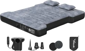 Truck Bed Air Mattress for Full Size 6.5ft Truck Beds, Inflatable Pickup Air Mattress for Chevrolet Silverado, Dodge Ram, Ford, with Air Pump, 2 Pillows, Carry Bag, Grey