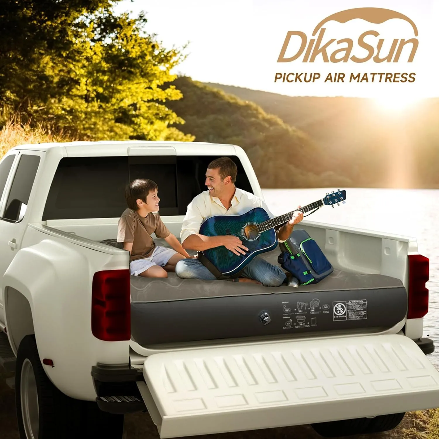Truck Bed Mattress, Truck Bed Air Mattress for 5.5-5.8ft Full Size Short Beds, Inflatable Camping Air Mattress, Truck Tent Accessories with Pump & Carry Bag