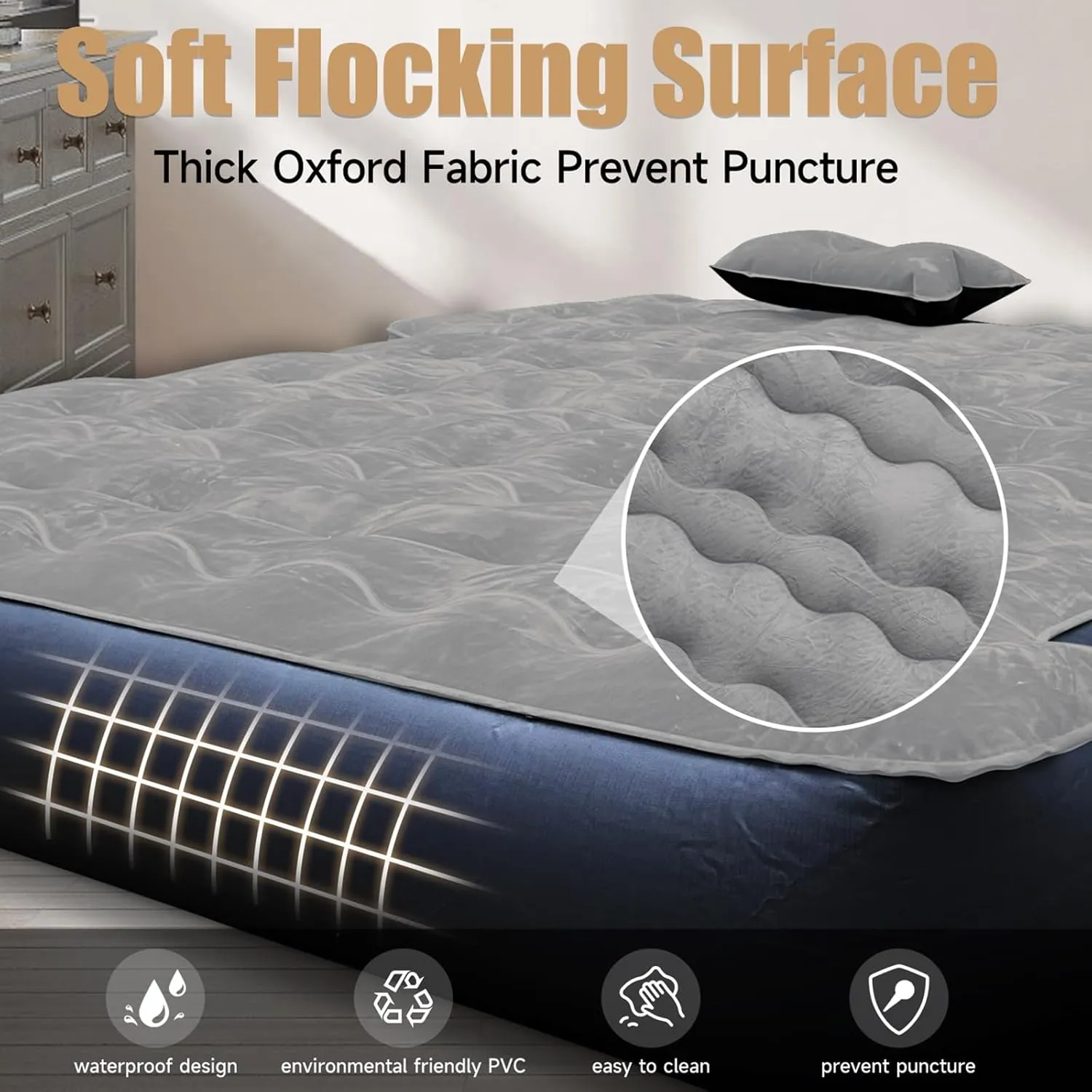 Truck Bed Mattress, Truck Bed Air Mattress for 5.5-5.8ft Full Size Short Beds, Inflatable Camping Air Mattress, Truck Tent Accessories with Pump & Carry Bag