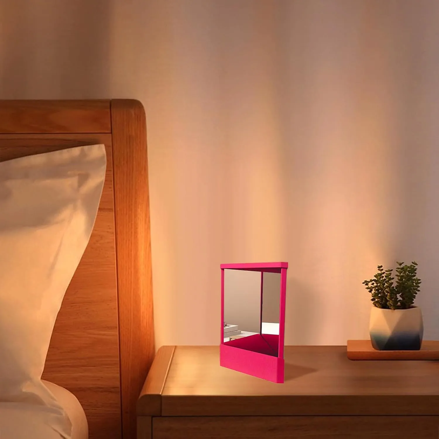 True Mirror for Women, Non-Reversing Mirror with True Image Reflection,Precision Glass Viewing Angle,Slim Design,Real Reflections for Vanity & Beauty (Green)
