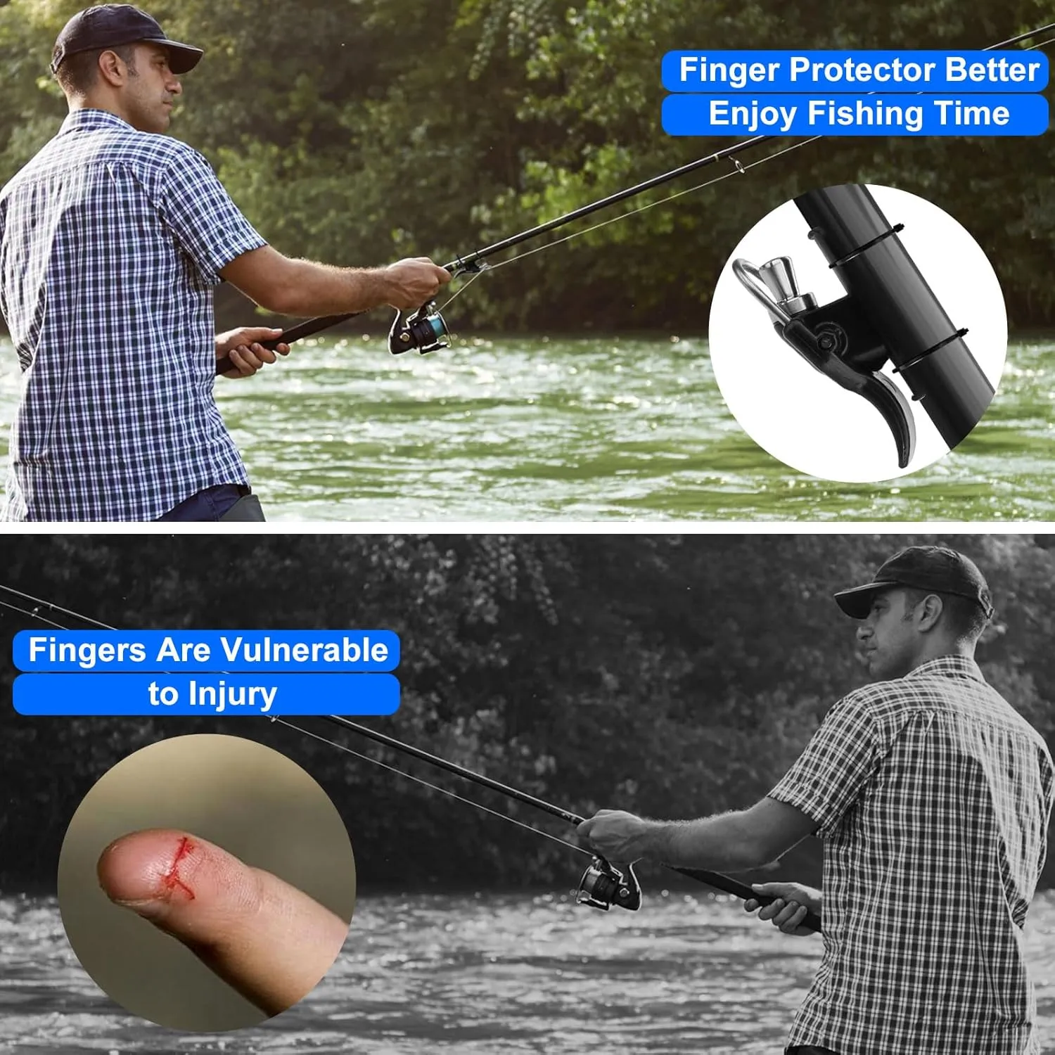 TSV Cannon Surf Fish Rod Bait Launcher, Fishing Casting Trigger, Fixed Spool Bionic Thumb for Finger Protector