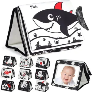 Tummy Time Mirror - High Contrast Baby Sensory Toys for 0-9 Months