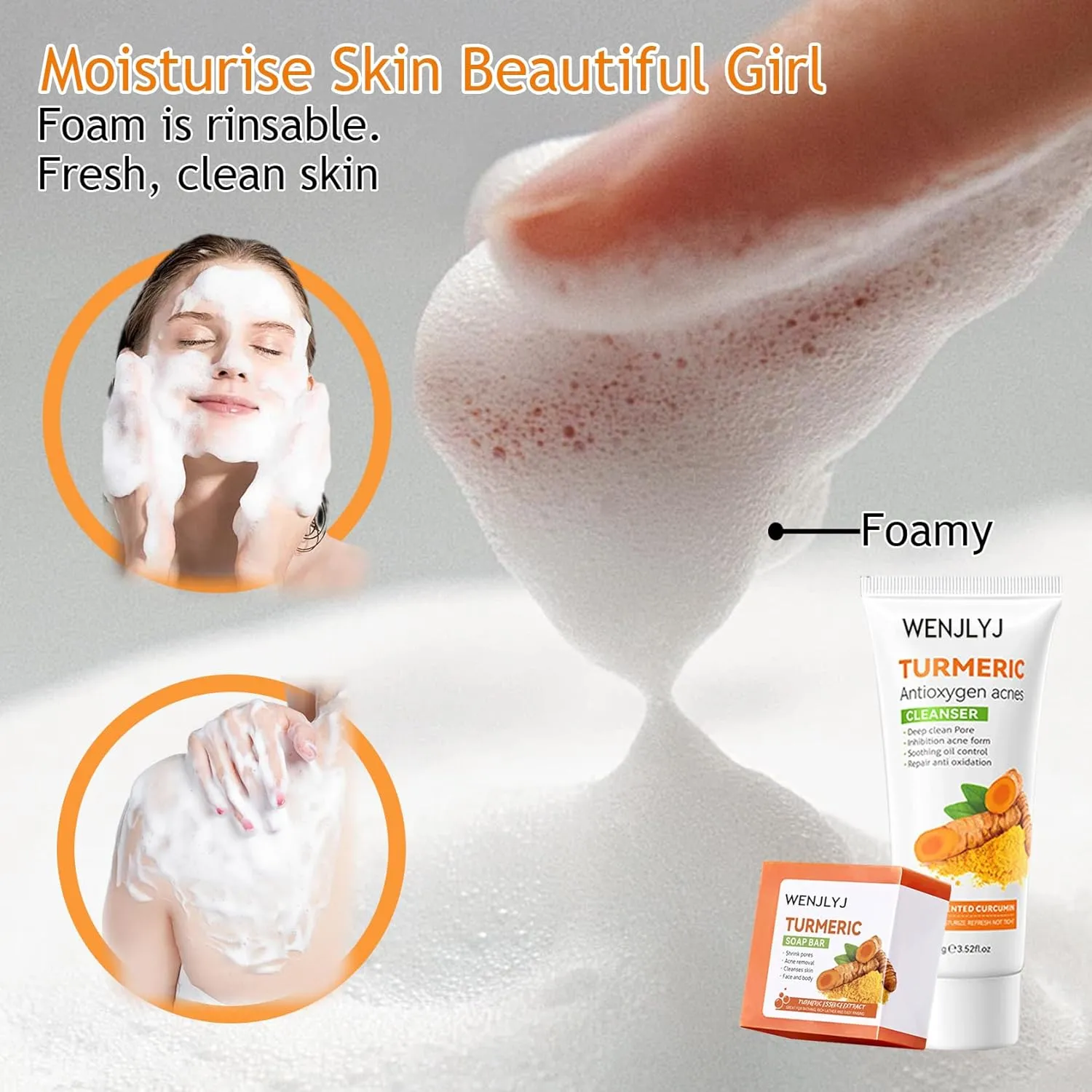 Turmeric Soap Skincare Set with Honey Face Sheets Mask,Hydrating Travel Size Turmeric Face Wash,Moisturizing Face Toner & Face Serum & Face Cream,Eye Cream Skin Care Gift Set for Women（9PCS)