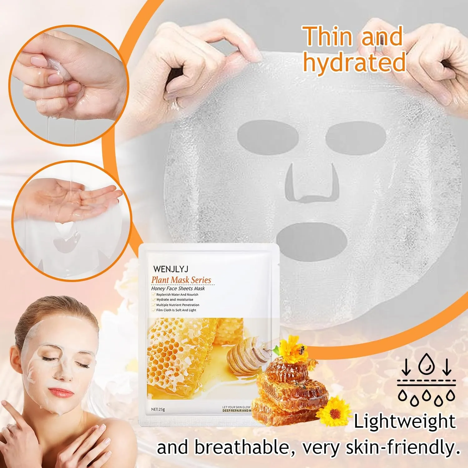 Turmeric Soap Skincare Set with Honey Face Sheets Mask,Hydrating Travel Size Turmeric Face Wash,Moisturizing Face Toner & Face Serum & Face Cream,Eye Cream Skin Care Gift Set for Women（9PCS)