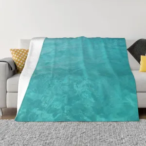 Turquoise Caribbean Sea 60"X50" Flannel Blanket - 100% Soft Polyester, Lightweight and Warm, Suitable for Families, Camping, Travel