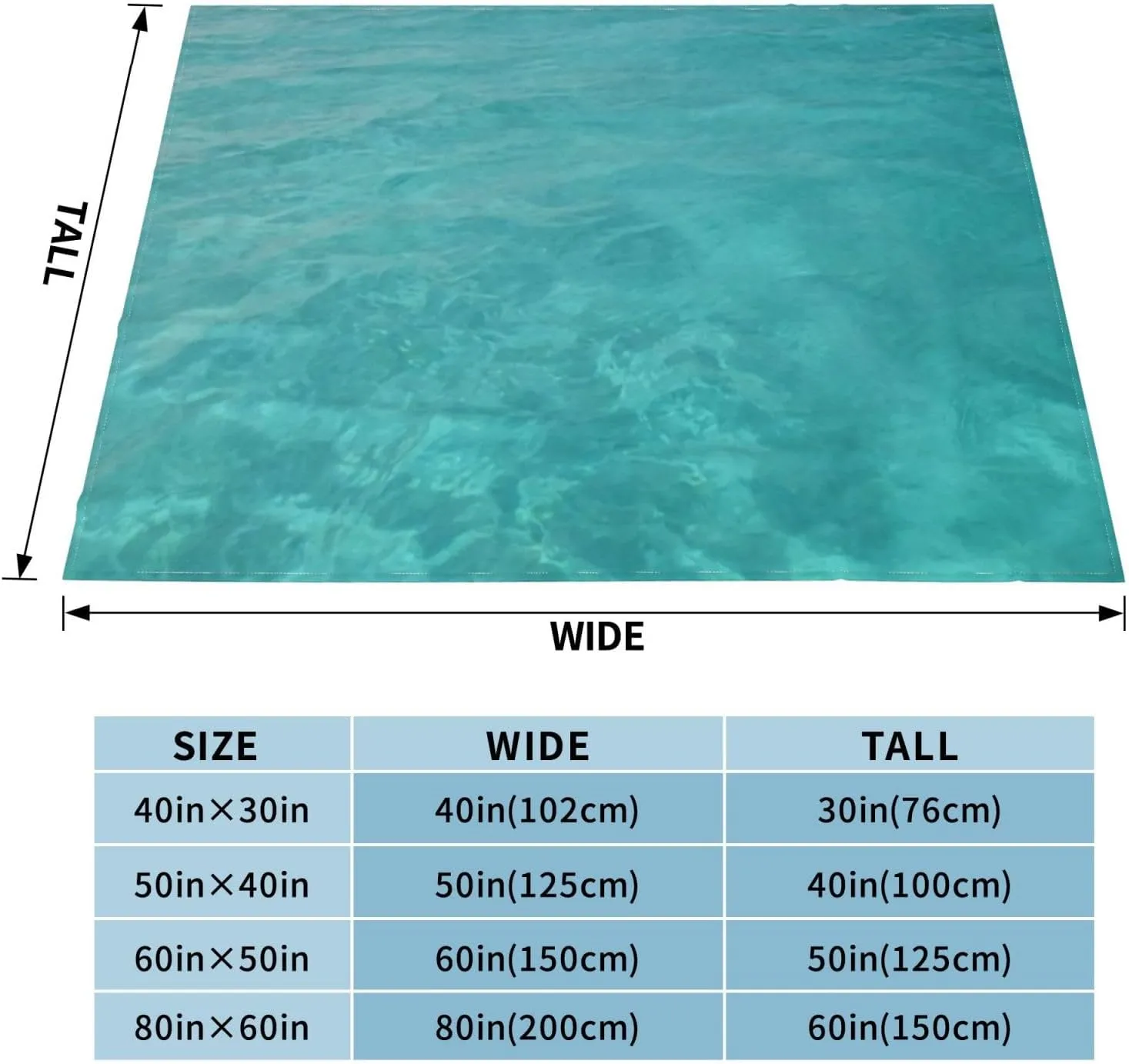 Turquoise Caribbean Sea 60"X50" Flannel Blanket - 100% Soft Polyester, Lightweight and Warm, Suitable for Families, Camping, Travel