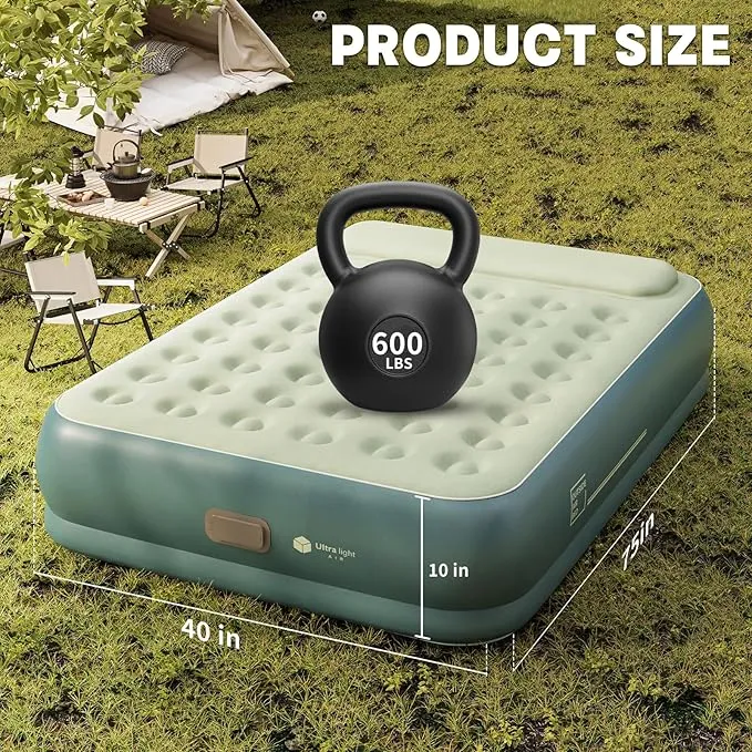 Twin Air Mattress, Upgrade Wireless Inflatable Mattress with 2600mAh Rechargeable Battery Built-In Pump for Quick and Easy Inflation/Deflation, Ideal Inflatable Bed for Home, Camping and Guests