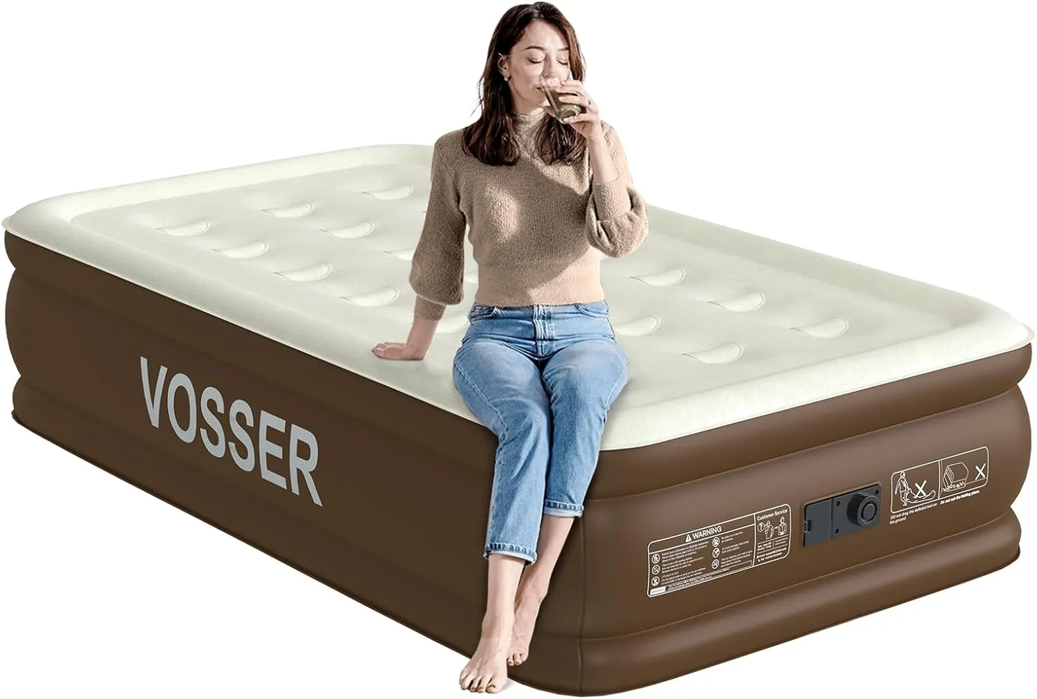 Twin Air Mattress with Built-in Pump Raised,18in X-Long Thicken Firm Blow Up Mattress for Home&Guests,Inflatable Mattress with Soft Flocked Top, Air Bed with Carry Bag, Air Matress for Camping