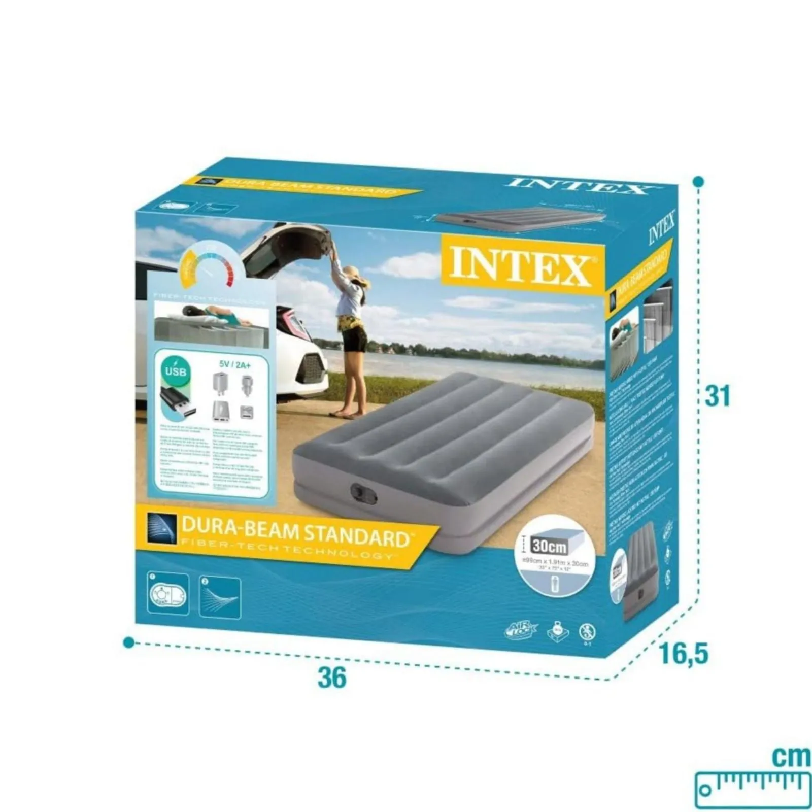 Twin Dura-Beam Prestige Air Bed Built-In USB Electric Pump for easy inflation and deflation