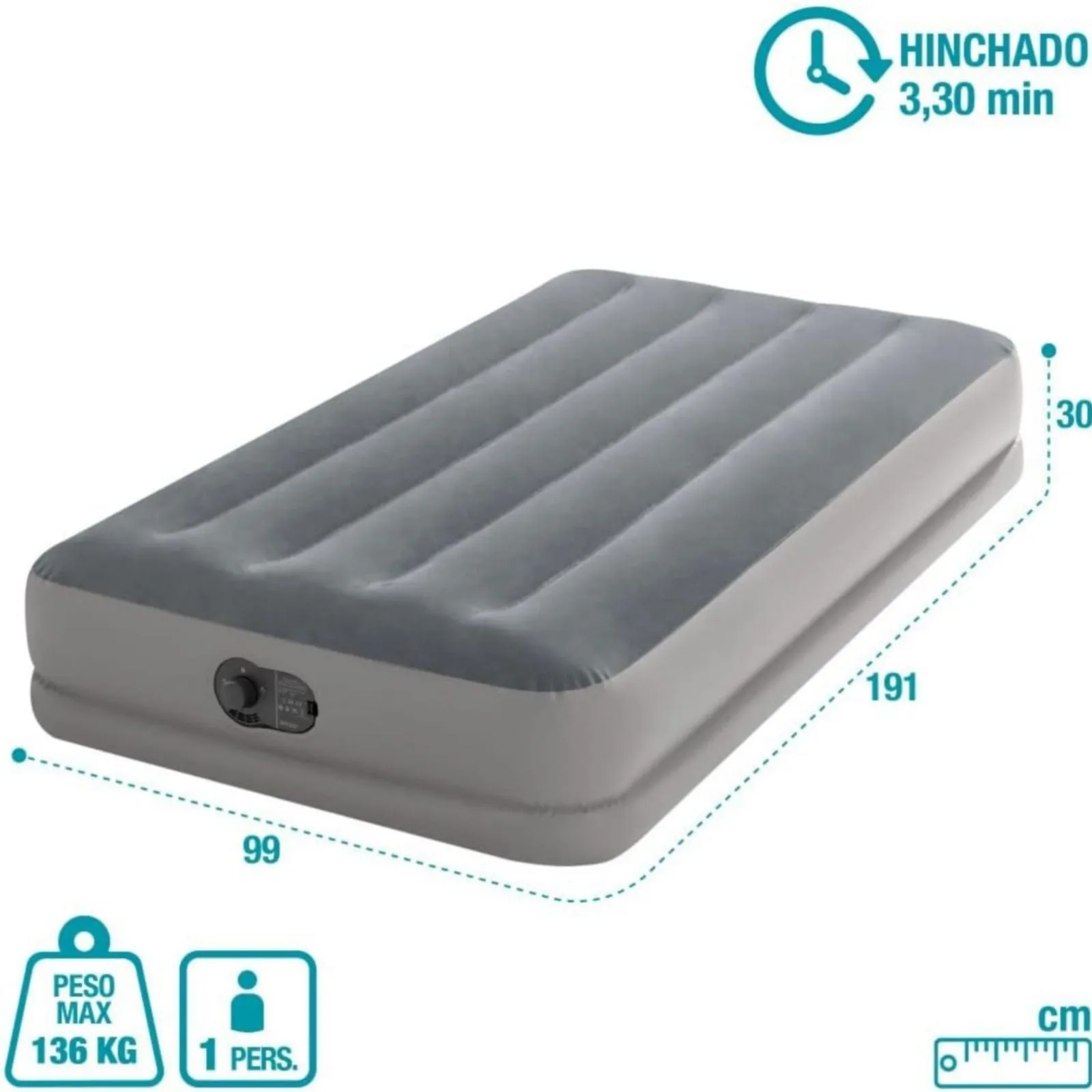Twin Dura-Beam Prestige Air Bed Built-In USB Electric Pump for easy inflation and deflation