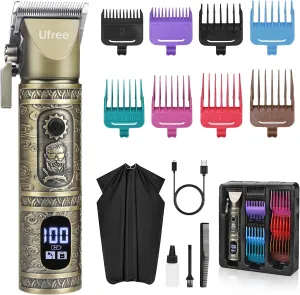Ufree Professional Hair Clippers for Men, Cordless Barber Clippers for Hair Cutting, Rechargeable Electric Hair Trimmer with 8 Guards, Trimmers for Barbers, Grooming Kit Gifts for Men