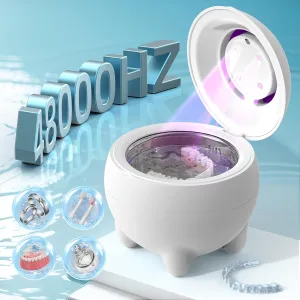 Ultrasonic Retainer Cleaner, Retainer Cleaner Machine for Dentures, Mouth Guards, Braces, Toothbrush Heads, Jewelry, 48kHz Portable Dental Cleaning Pod, Mini Utrasonic Cleaner Machine (White)