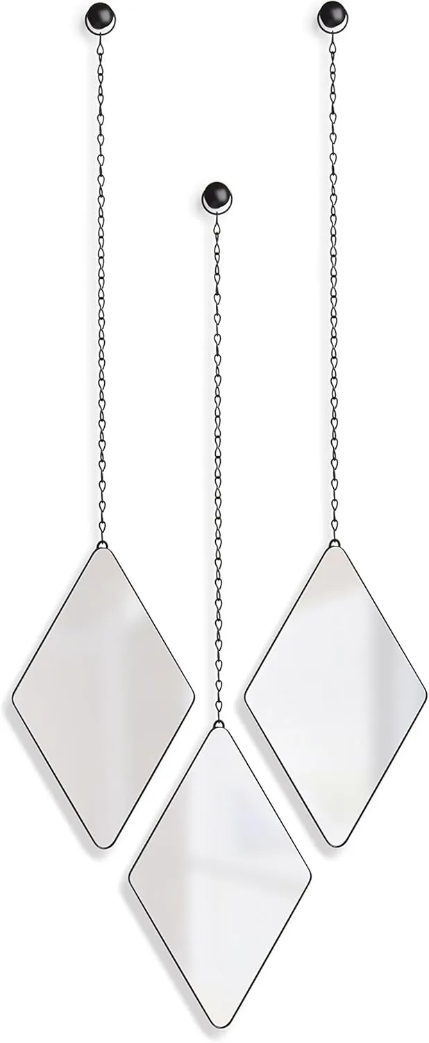 Umbra Dima Mirrors, Set of 3, Trio of Decorative Mirrors for Wall — Apartment Décor/Wall Art, Available in Black