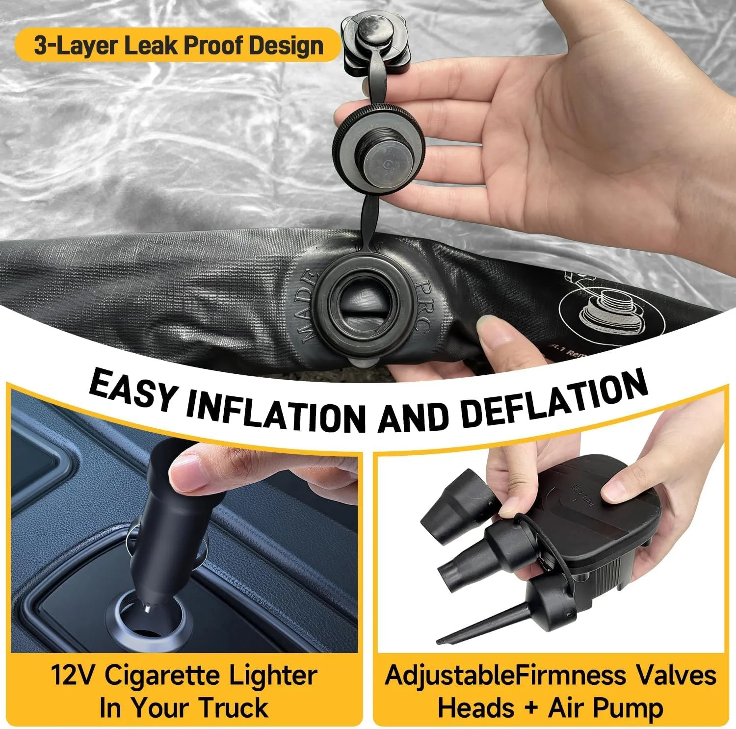 Umbrauto Air Mattress for 6-6.5ft Midsize Short Truck Beds, Inflatable Airbed with Pump for Mid Size Pickup, Pick Up Bed Air Mattress for Truck Tent Camping