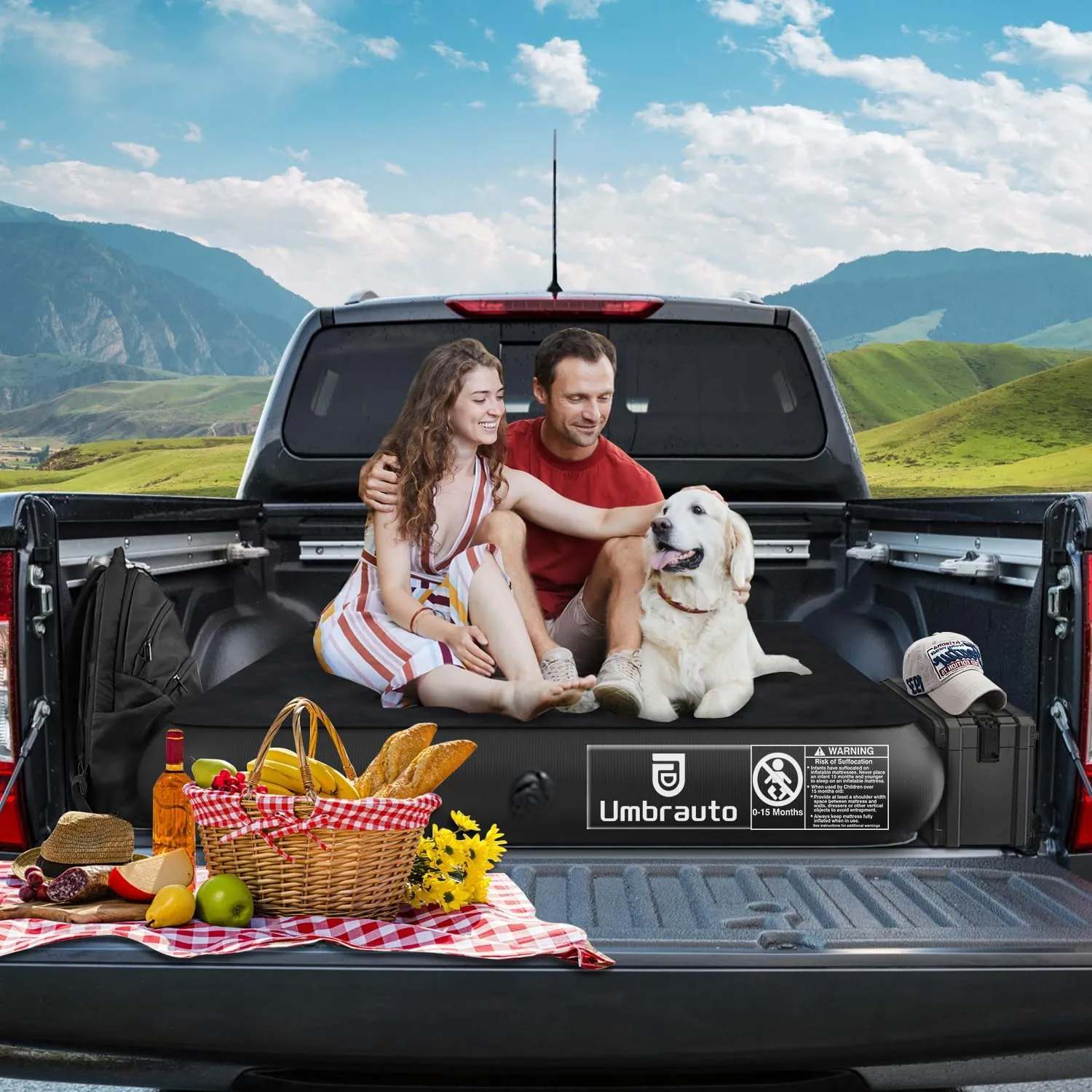 Umbrauto Truck Bed Air Mattress for 5.5-5.8ft Full Size Short Bed, Inflatable Pickup Airbed with Pump for Outdoor Travel