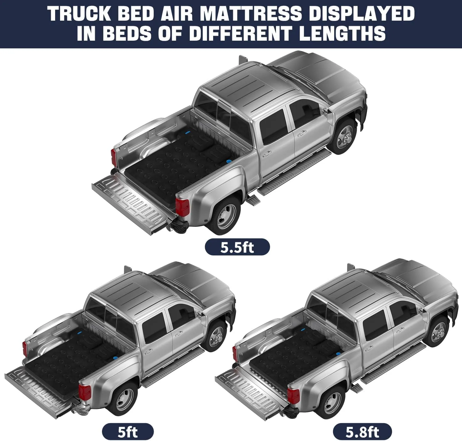 Umbrauto Truck Bed Air Mattress for 5.5-5.8ft Full Size Short Bed, Inflatable Pickup Airbed with Pump for Outdoor Travel
