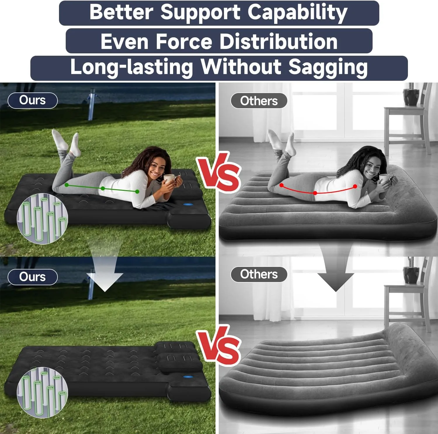 Umbrauto Truck Bed Air Mattress for 5.5-5.8ft Full Size Short Bed, Inflatable Pickup Airbed with Pump for Outdoor Travel