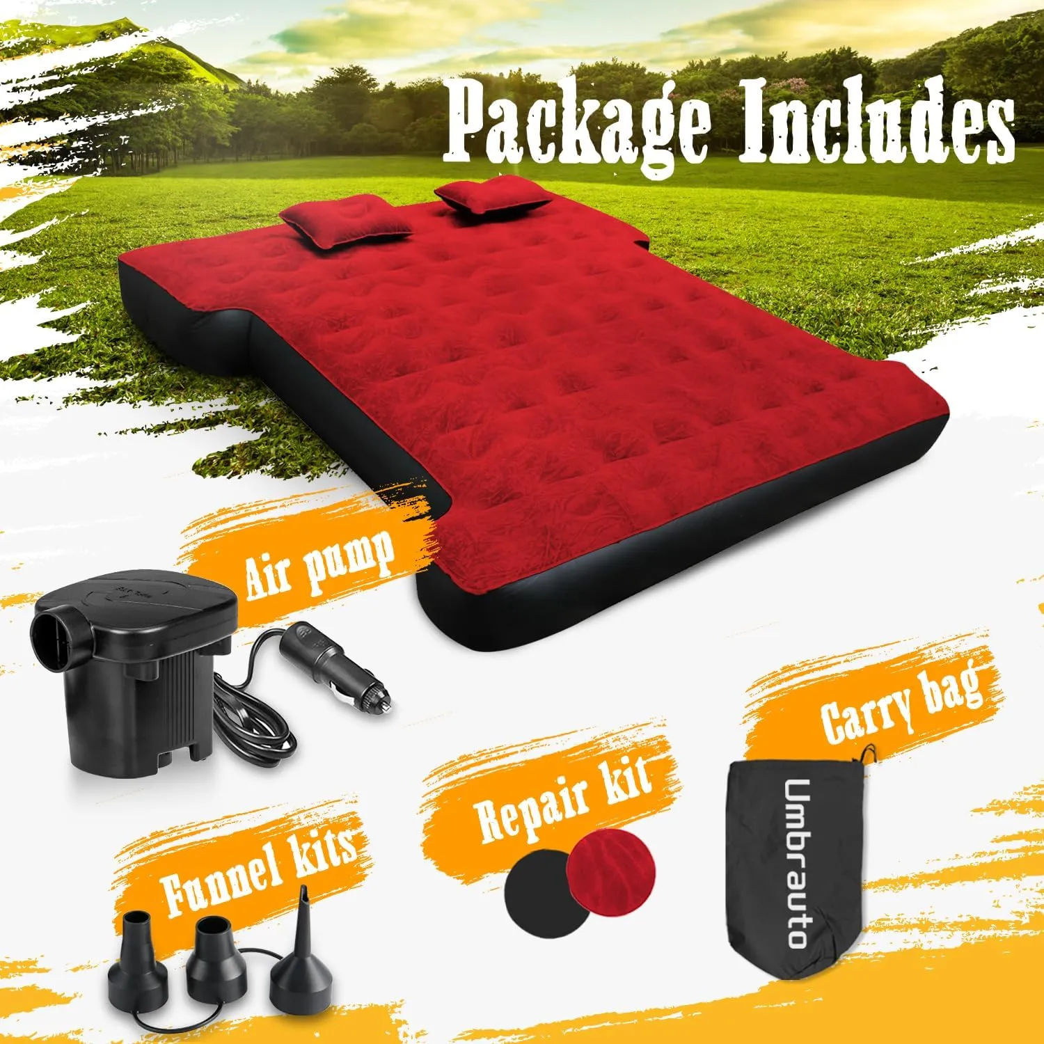 Umbrauto Truck Bed Air Mattress for 5.5-5.8ft Full Size Short Bed, Pickup Camping Airbed for Truck Tent Outdoor Travel with Carry Bag & Pump