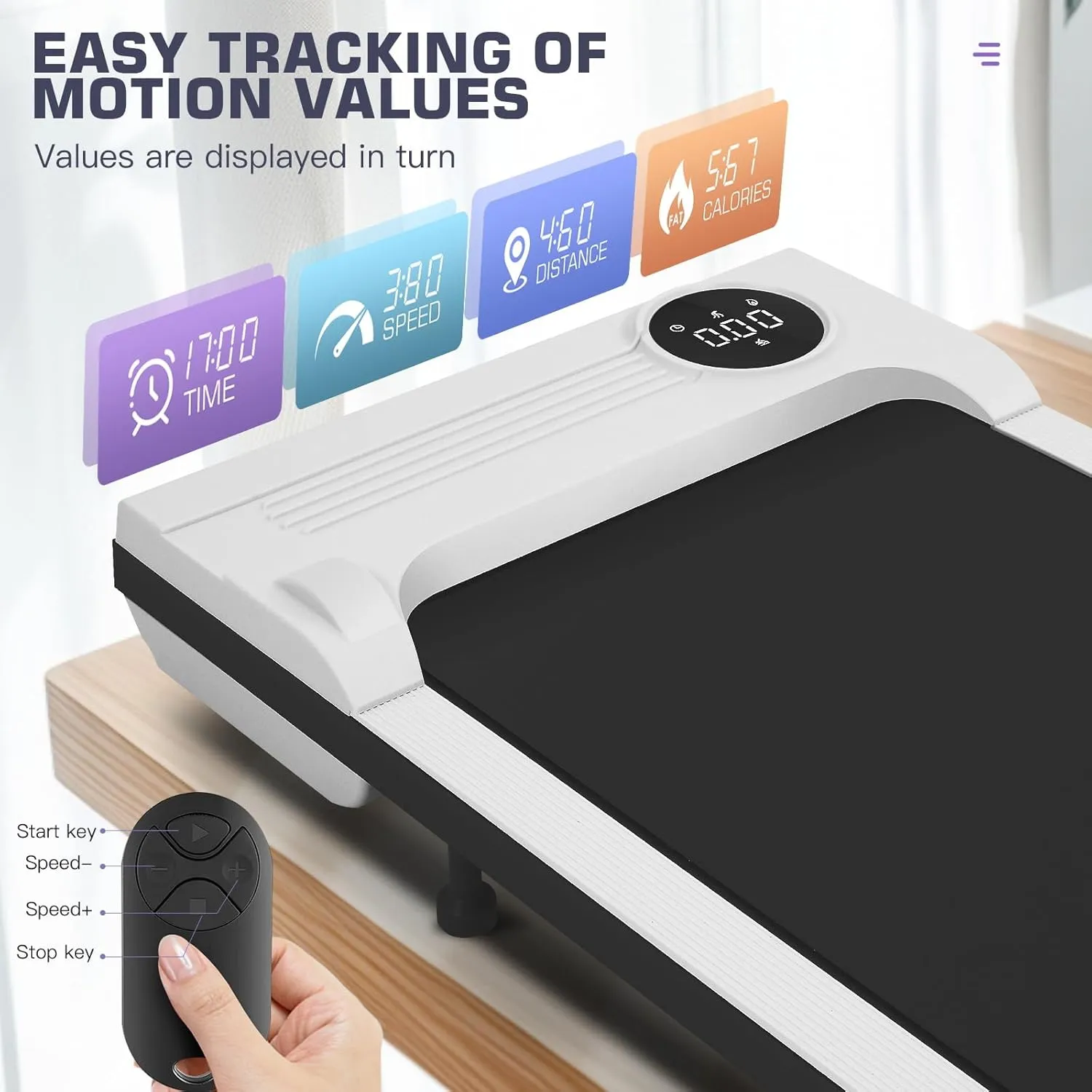 Under Desk Walking Pad for Home Office - 2.5 HP Portable Treadmill With 300 lb Capacity, Compact Jogging Running Machine, Remote Control and LED Display