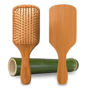 Unisex Bamboo Wooden Hair Brush, Natural Comb Paddle Detangling Hairbrush with Natural Bamboo Bristles with Round Tips, Perfect for Thick, Thin, Curly, Dry Hair, Gift Kit