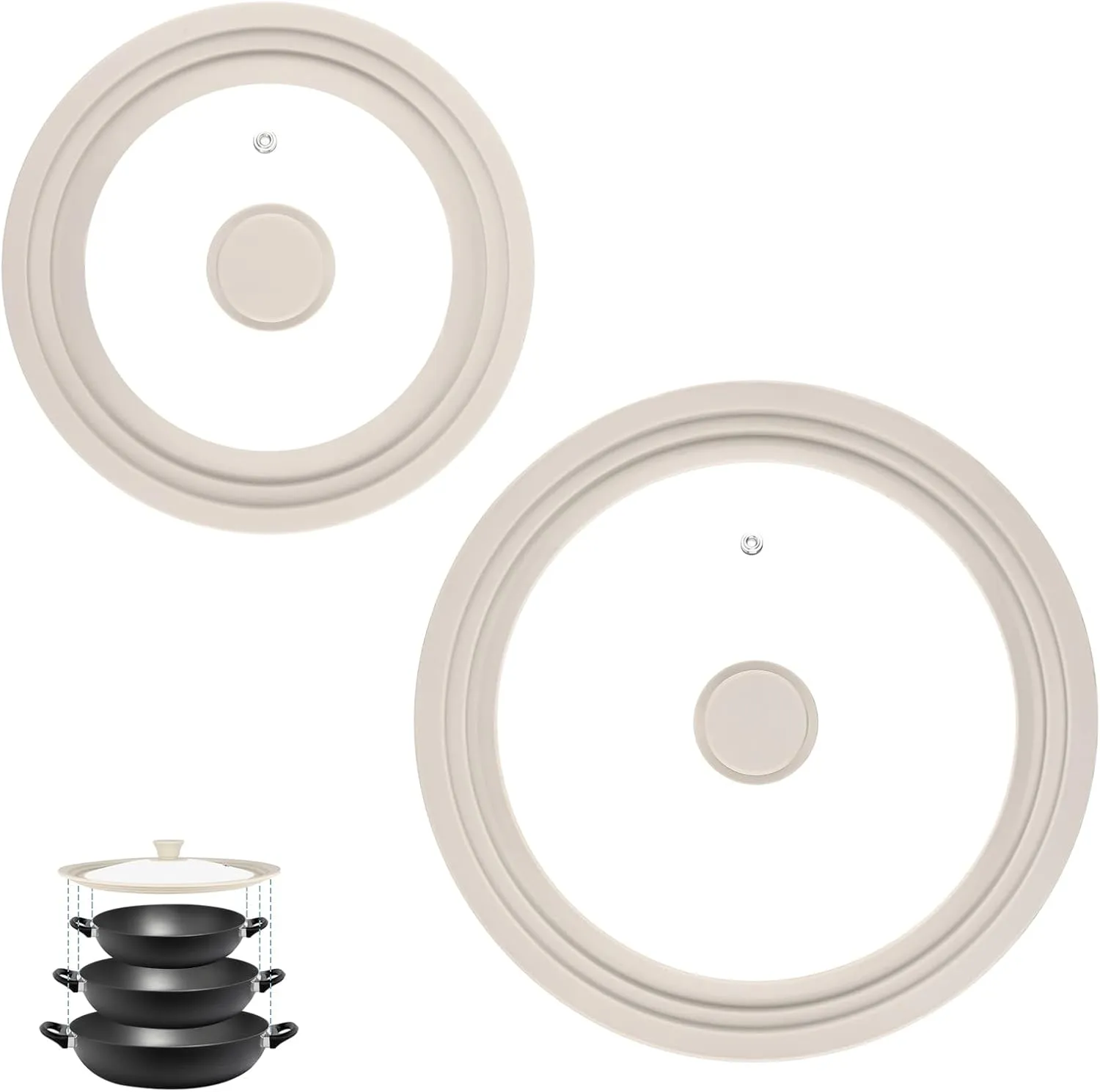Universal Lids for Pots, Pans and Skillets, Fits 7",8",9",10",11",12" Cookware, Replacement Pan Lid with Tempered Glass and Heat-Resistant Silicone Edge,Durable Frying Pan Cover
