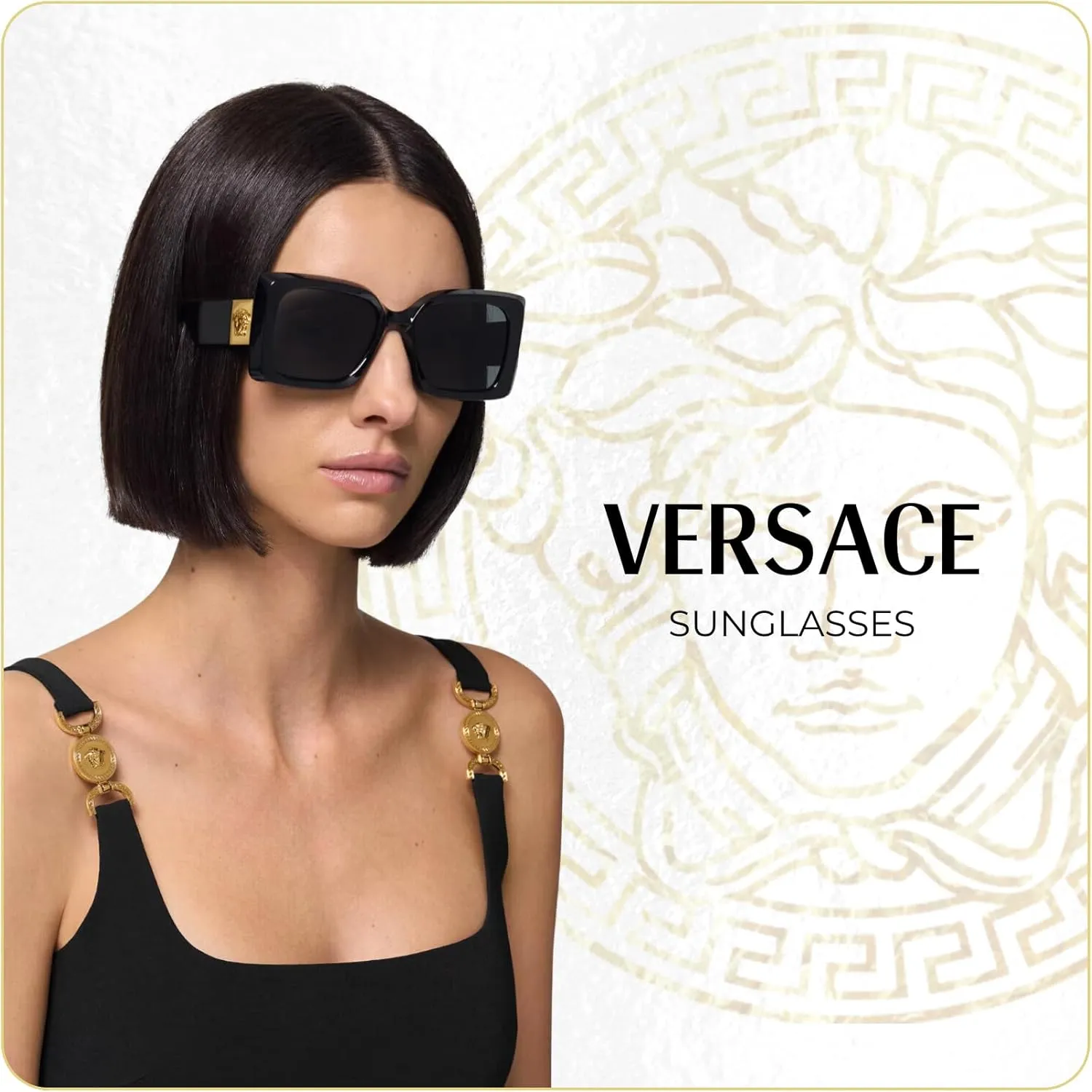 Versace VE2199 MEDUSA CHARM Square Sunglasses For Men   BUNDLE with Designer iWear Eyewear Care Kit