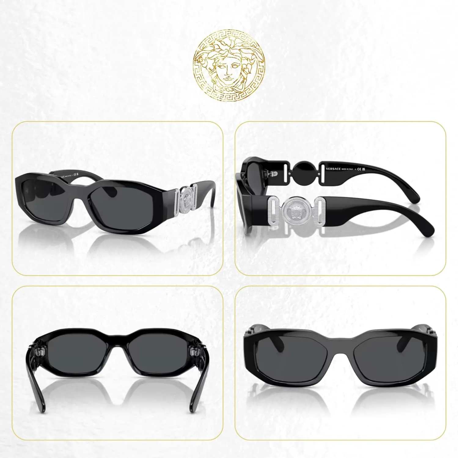 Versace VE4361 Rectangular Sunglasses For Men For Women   BUNDLE with Designer iWear Eyewear Kit