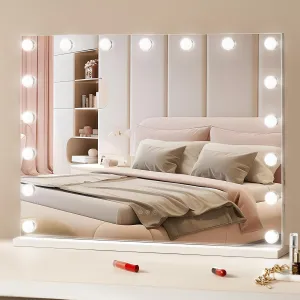 VEVOR Hollywood Vanity Mirror with Lights, Dimmable Bulbs &3 Color Lighting Modes, Makeup Mirror w/Detachable 5X Magnification,USB Port, Smart Touch Control,Desktop Wall-Mount(31.5x23.6in, White)