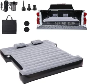 VEVOR Truck Bed Air Mattress, for 5.5-5.8 ft Full Size Short Truck Beds, Inflatable Air Mattress Bed with 12V Air Pump 2 Pillows, Carry Bag, for Silverado, RAM, F Series, Sierra, Titan, Tundra
