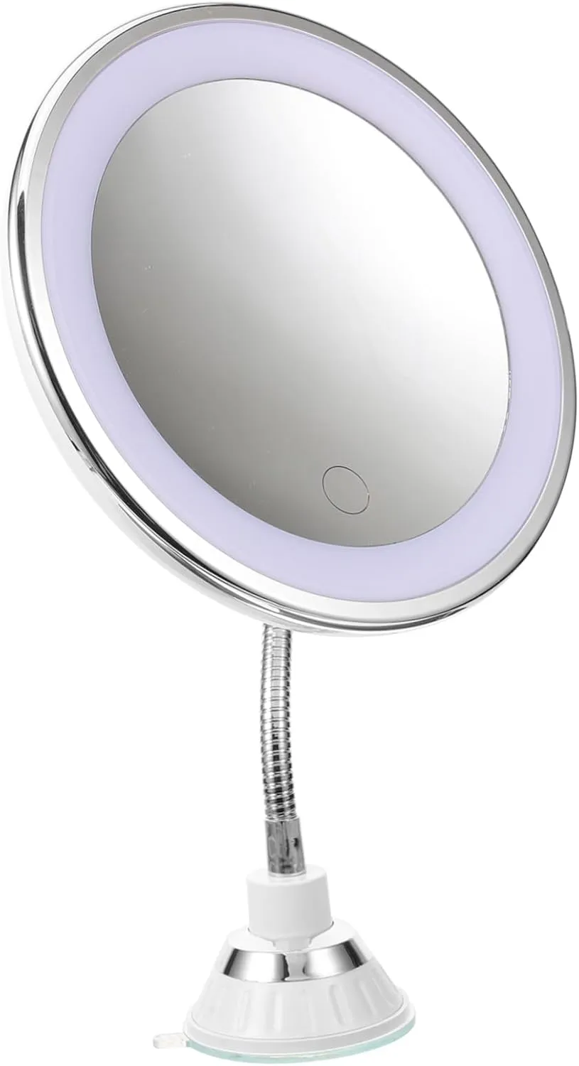 VICASKY 1Pc LED Makeup Mirror with Magnification Touch Control USB Rechargeable Lighted Vanity Mirror with Three Color Modes Durable Folding Design for Daily Makeup