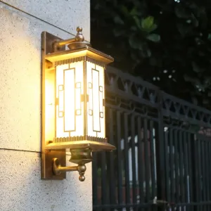 Vintage Frosted Glass Solar Lantern Sconce - LED Wall Light in Coffee