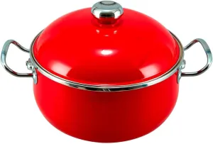 VITA 3.5-Quart Dutch Oven (Red) with Lid for All Stove Tops (Enamel on Steel) Dishwasher & Oven Safe up to 500 ℉ - Quick & Even Heat Distribution - Enameled Interior is Non-Reactive & Easy to Clean
