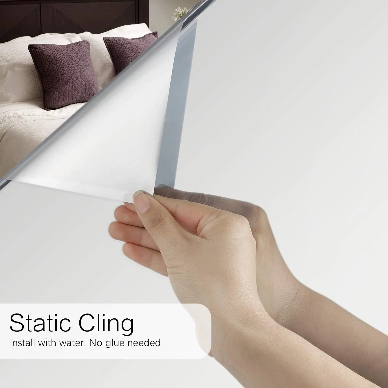 Volcanics One Way Window Privacy Film, Sun Blocking Window Tinting Film for Home Heat Control Mirror Tint Film Static Cling 23.6 x 78.7 Inches, Silver