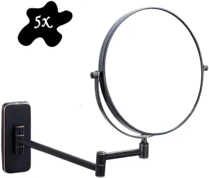 Wall Mounted Makeup Mirror 5X Magnification, 360° Rotating Portable Vanity Mirror