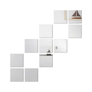 WallWear Mirror Sticker for Home Decoration | Mirror Finish Wall Stickers | Pack of 11 (Solid Square Silver) -Self Adhesive Acrylic Sticker, Mirror Stickers for Home & Festivals Decoration