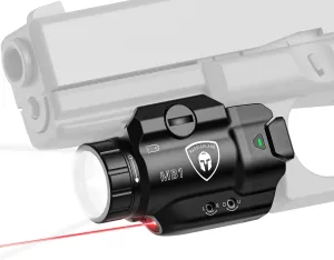 WARRIORLAND MB1 Compact Pistol Light, Fits G17 /G19 /G19X /G2C /M&P 9 /Hellcat Pro/1911 and Other 100  Models, 500 Lumens Universal Rail Mounted Tactical Weapon Light with Laser LED, Power Indicator