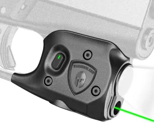 WARRIORLAND Pistol Light Laser Combo Fits Glock 42/43/43X/48 (No Rail), Compact 150-Lumen Trigger Mounted Tactical Weapon Light with Green Laser & White LED, Power Indicator & 3 Light Mode, SLL-105G
