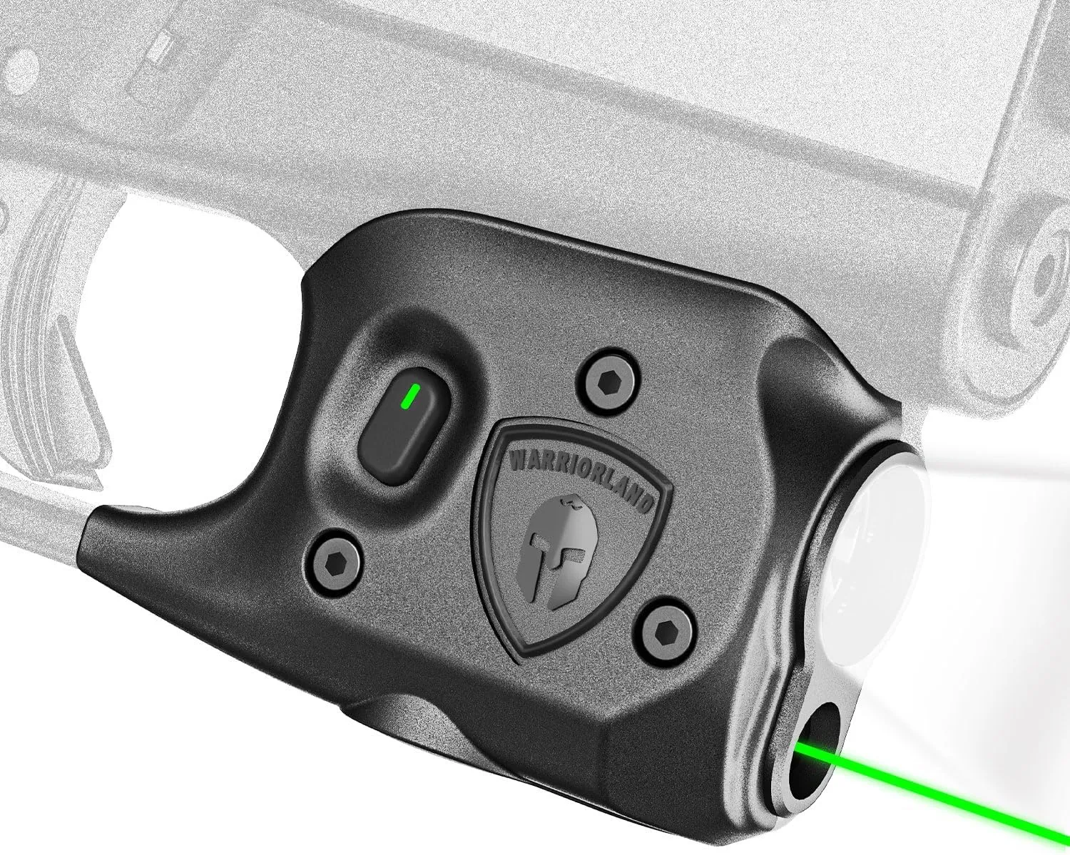 WARRIORLAND Pistol Light Laser Combo Fits Glock 42/43/43X/48 (No Rail), Compact 150-Lumen Trigger Mounted Tactical Weapon Light with Green Laser & White LED, Power Indicator & 3 Light Mode, SLL-105G