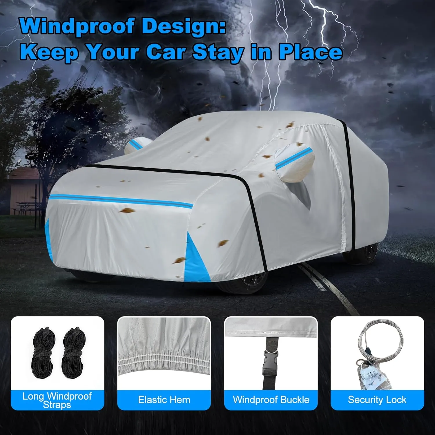 Waterproof Car Cover for 1991-2025 Honda Civic Sedan/Coupe, Custom-fit All Weather Sun Rain UV Dust Snow Protection Outdoor Civic Car Cover with Door Zipper and Cotton Lining-Gray