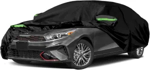 Waterproof Car Cover Replace for 2009-2025 Kia Forte/K3, 6 Layers All Weather Car Cover with Zipper Door & Windproof Bands for Snow Rain Dust Hail Protection (Forte)
