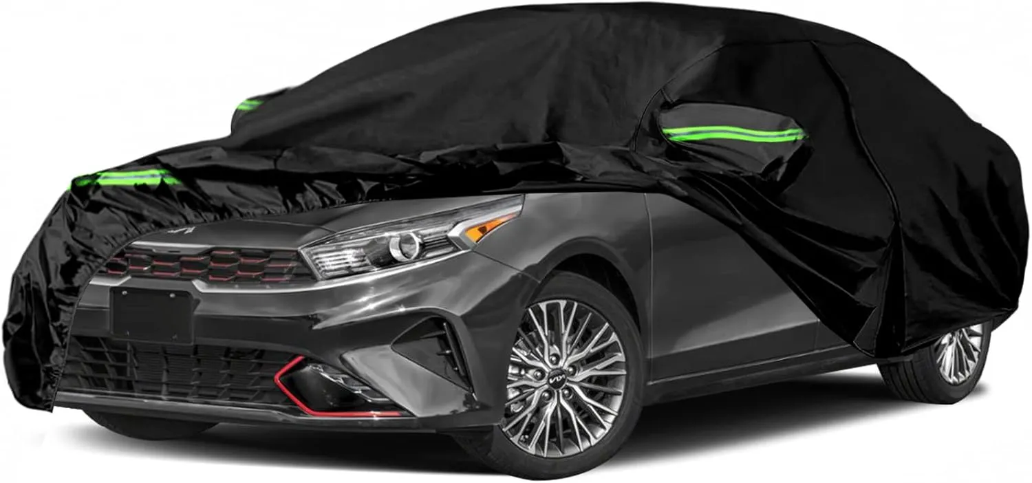 Waterproof Car Cover Replace for 2009-2025 Kia Forte/K3, 6 Layers All Weather Car Cover with Zipper Door & Windproof Bands for Snow Rain Dust Hail Protection (Forte)