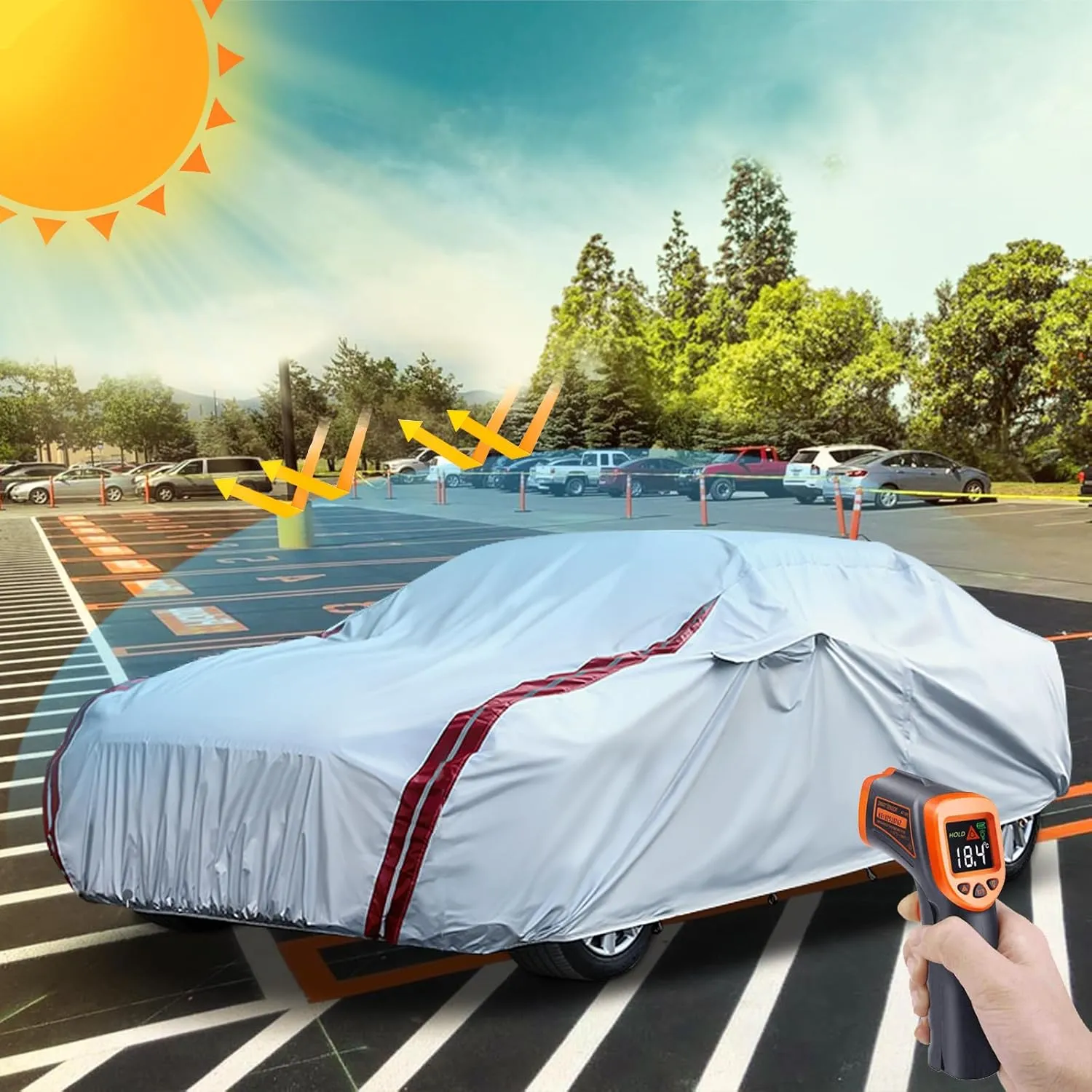 Waterproof Car Covers Replace for 1998-2025 Mazda Miata/MX-5, 6 Layers All Weather Custom-fit Silver Car Cover with Zipper Door & 18 Ponit Windproof Bands for Snow Rain Dust Protection