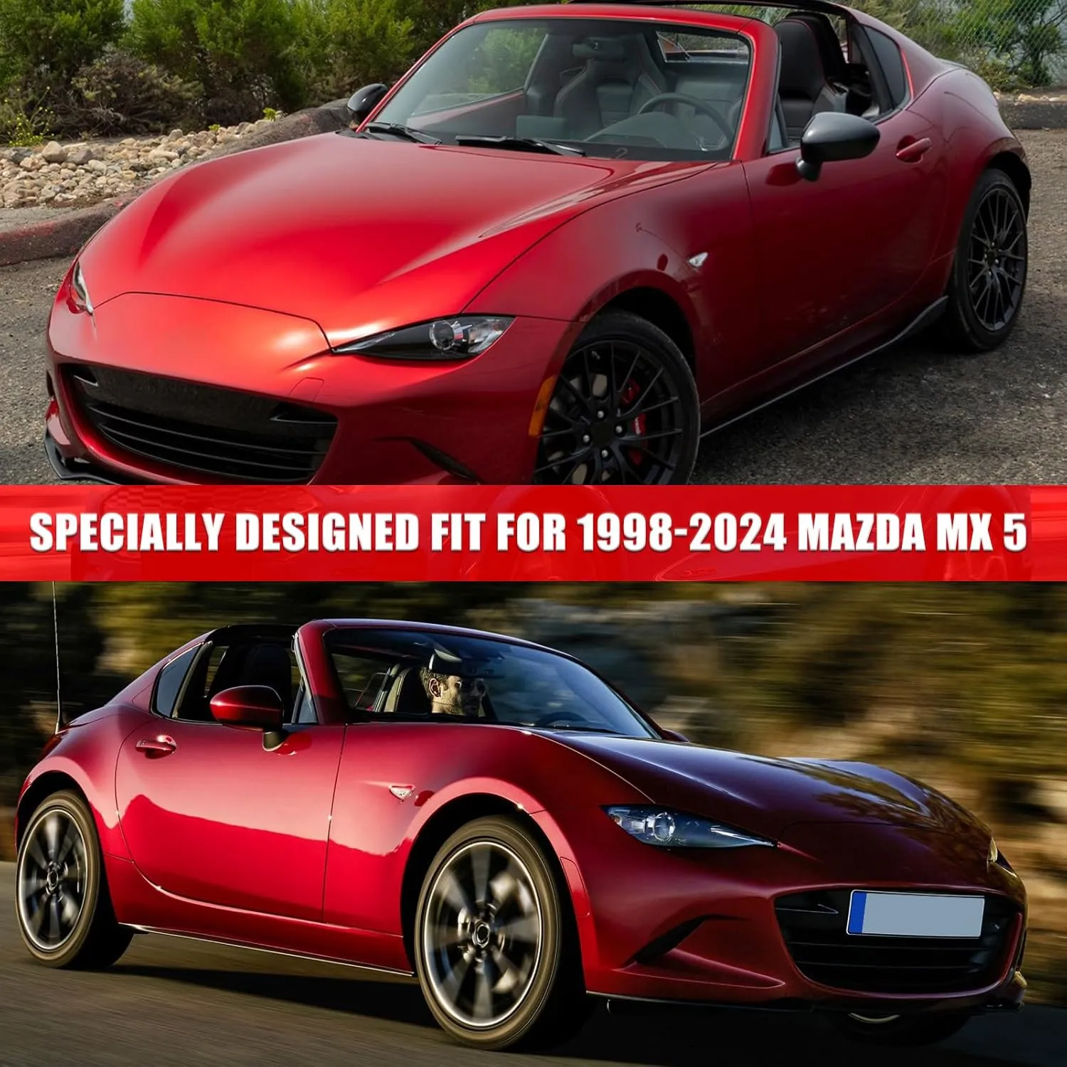 Waterproof Car Covers Replace for 1998-2025 Mazda Miata/MX-5, 6 Layers All Weather Custom-fit Silver Car Cover with Zipper Door & 18 Ponit Windproof Bands for Snow Rain Dust Protection