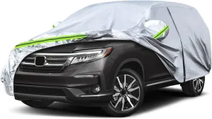 Waterproof Car Covers Replace for 2002-2025 Honda Pilot, 6 Layers All Weather Custom-fit Car Cover with Zipper Door & Windproof Bands for Snow Rain Dust Hail Protection