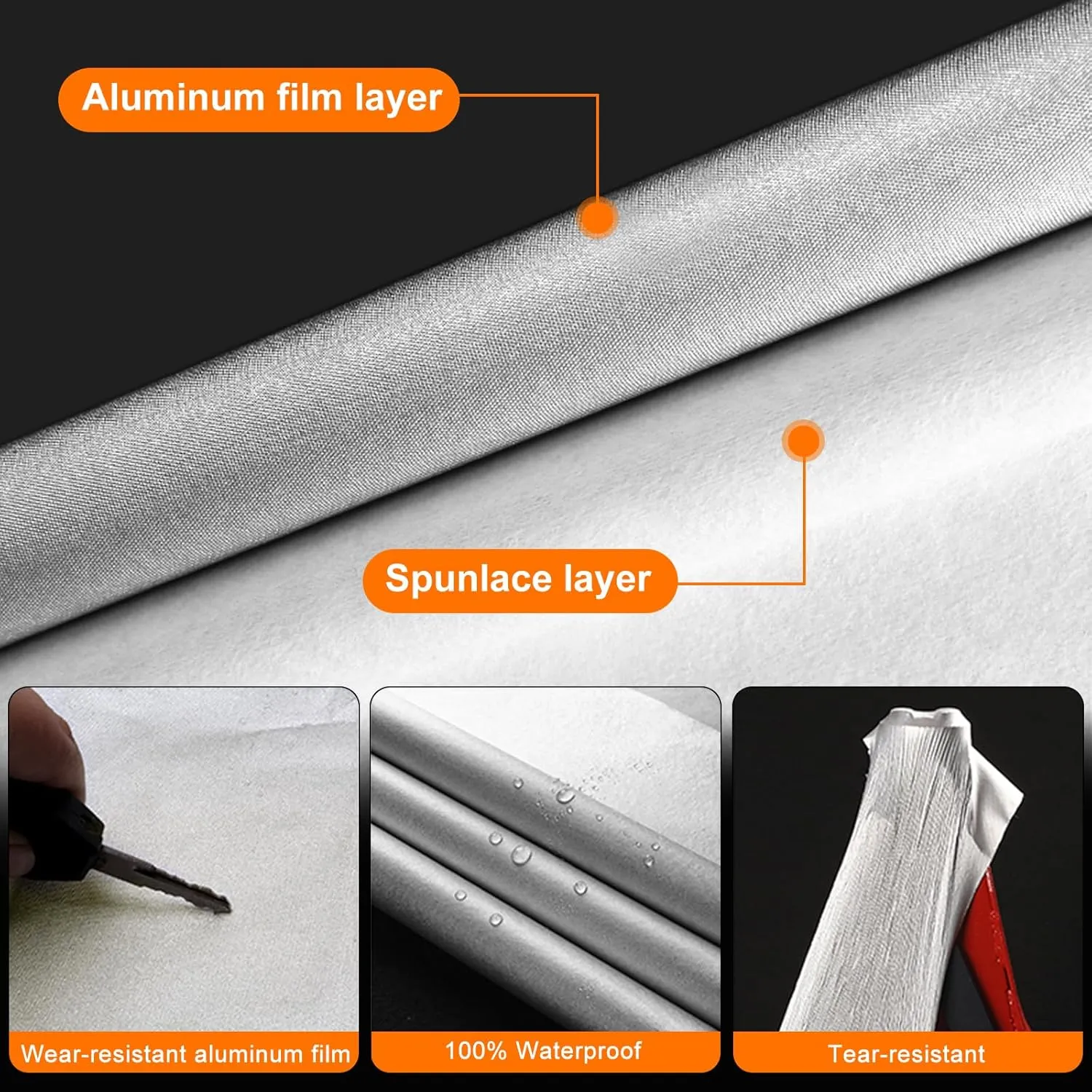 Waterproof Car Covers Replace for 2007-2024 Fiat 500/500C, 6 Layers Silver All Weather Car Cover with Zipper Door & Windproof Bands for Snow Rain Dust Protection