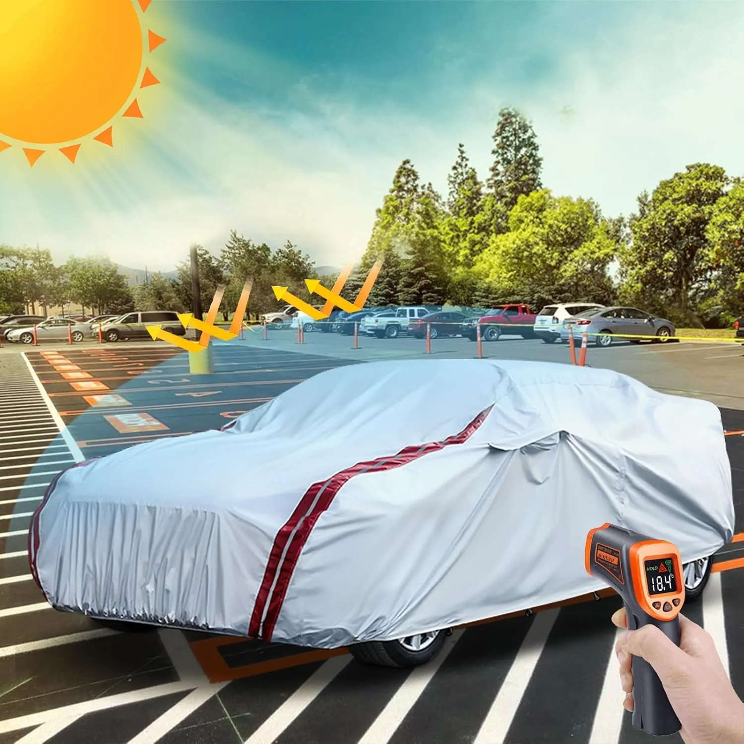 Waterproof Car Covers Replace for 2007-2024 Subaru Impreza WRX Sti, 6 Layers All Weather Custom-fit Car Cover with Zipper Door & 18 Ponit Windproof Bands for Snow Rain Dust Hail Protection